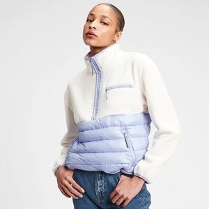 GAP Women's Cream and Light Blue Puffer Jacket